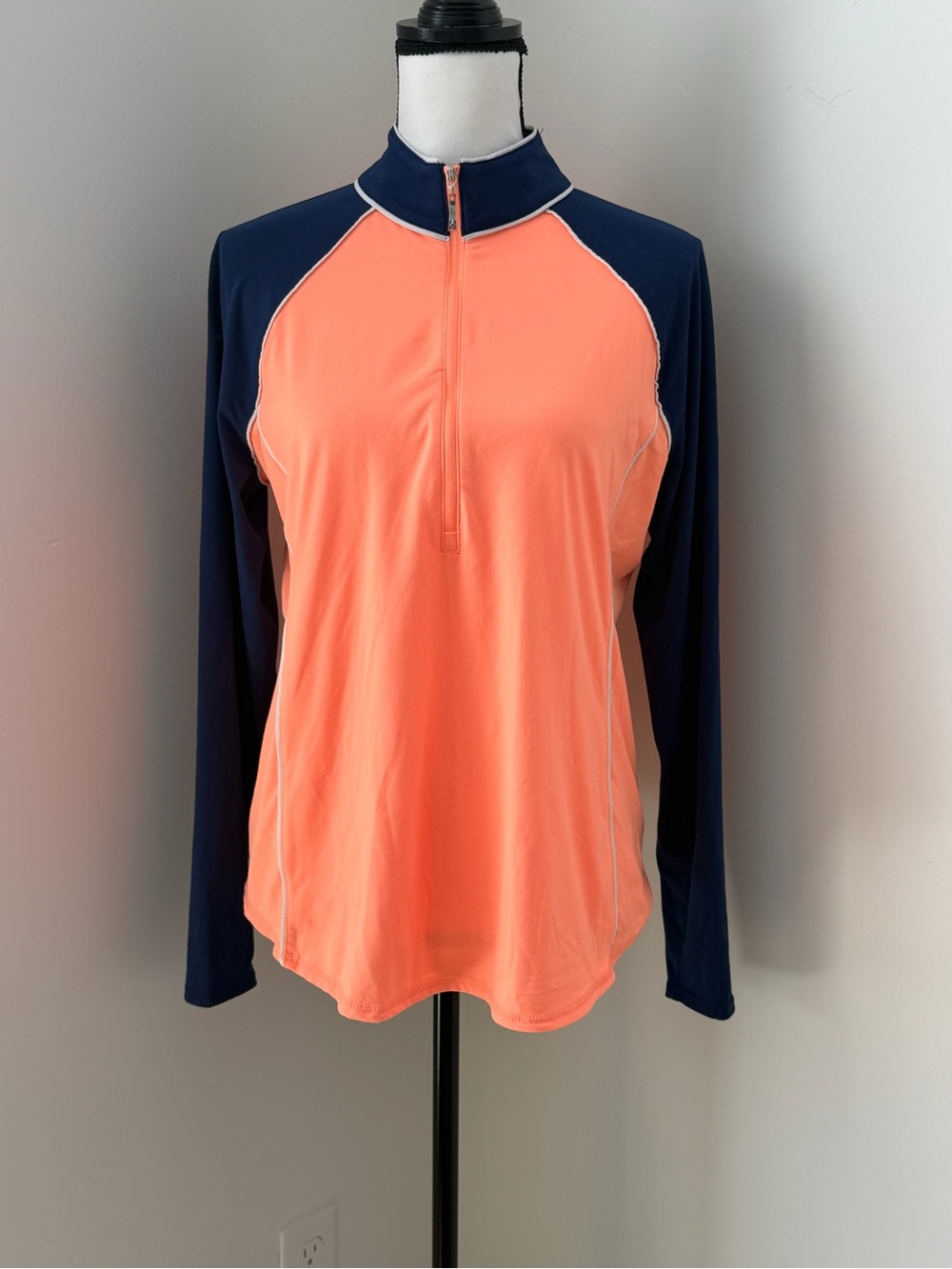 Jofit Coral Front Navy Long-Sleeve Half-Zip Performance Top